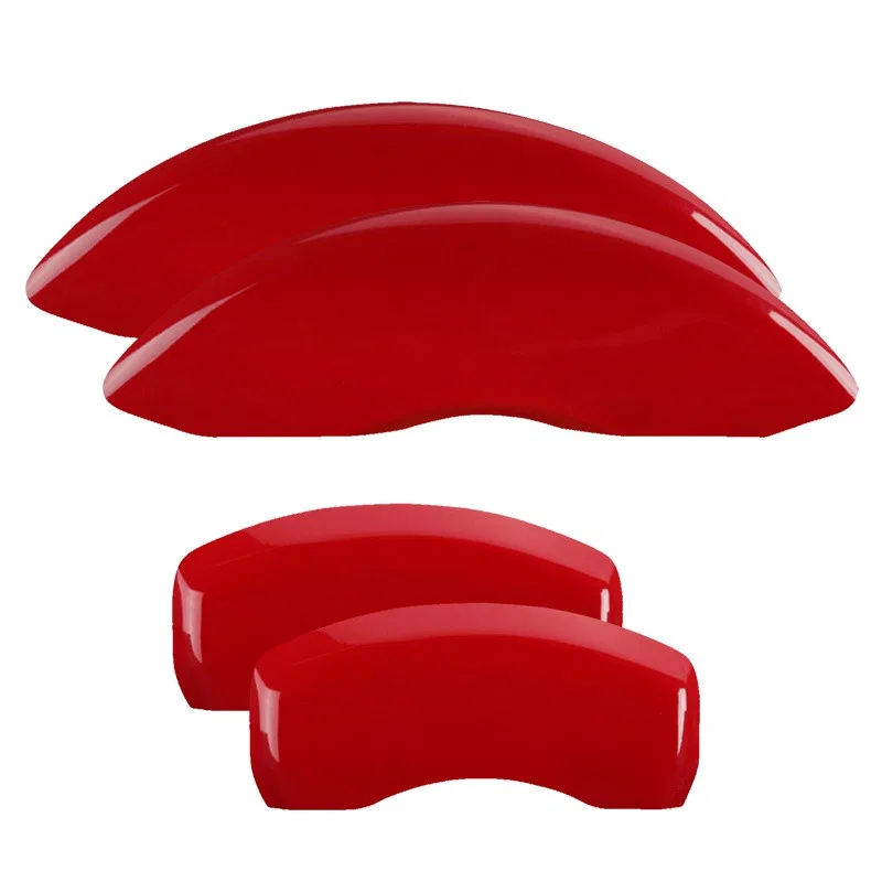 56003STESRD – MGP CALIPER Caliper Cover, Set of 4 Silver Tesla Logo Powder Coated Red